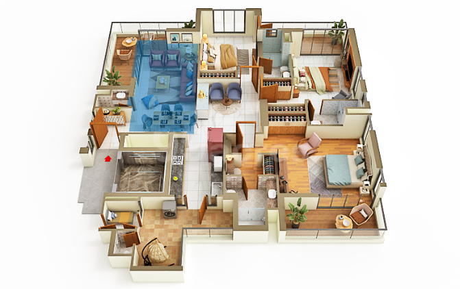 3 BHK Floor Plan