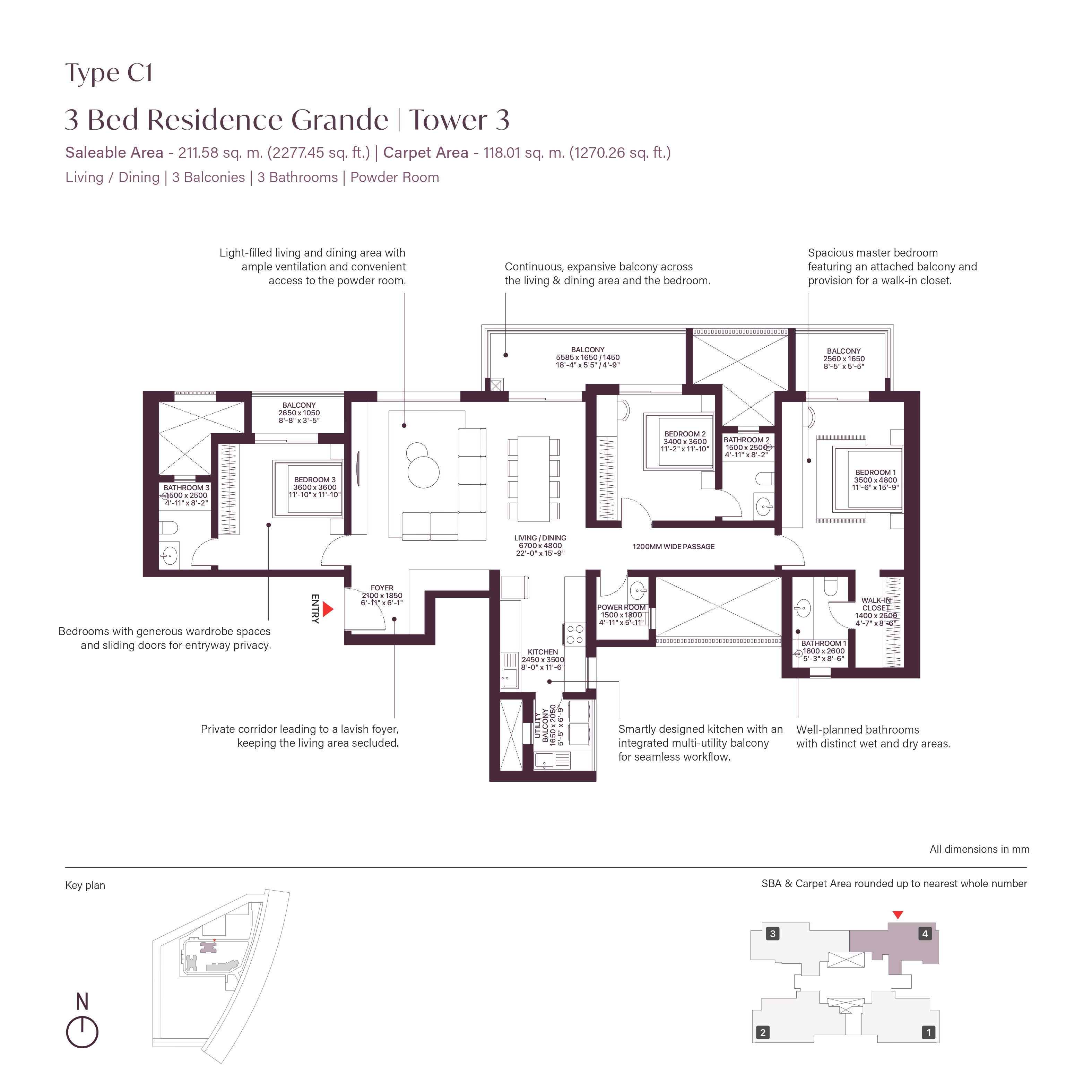 3 BHK Floor Plan