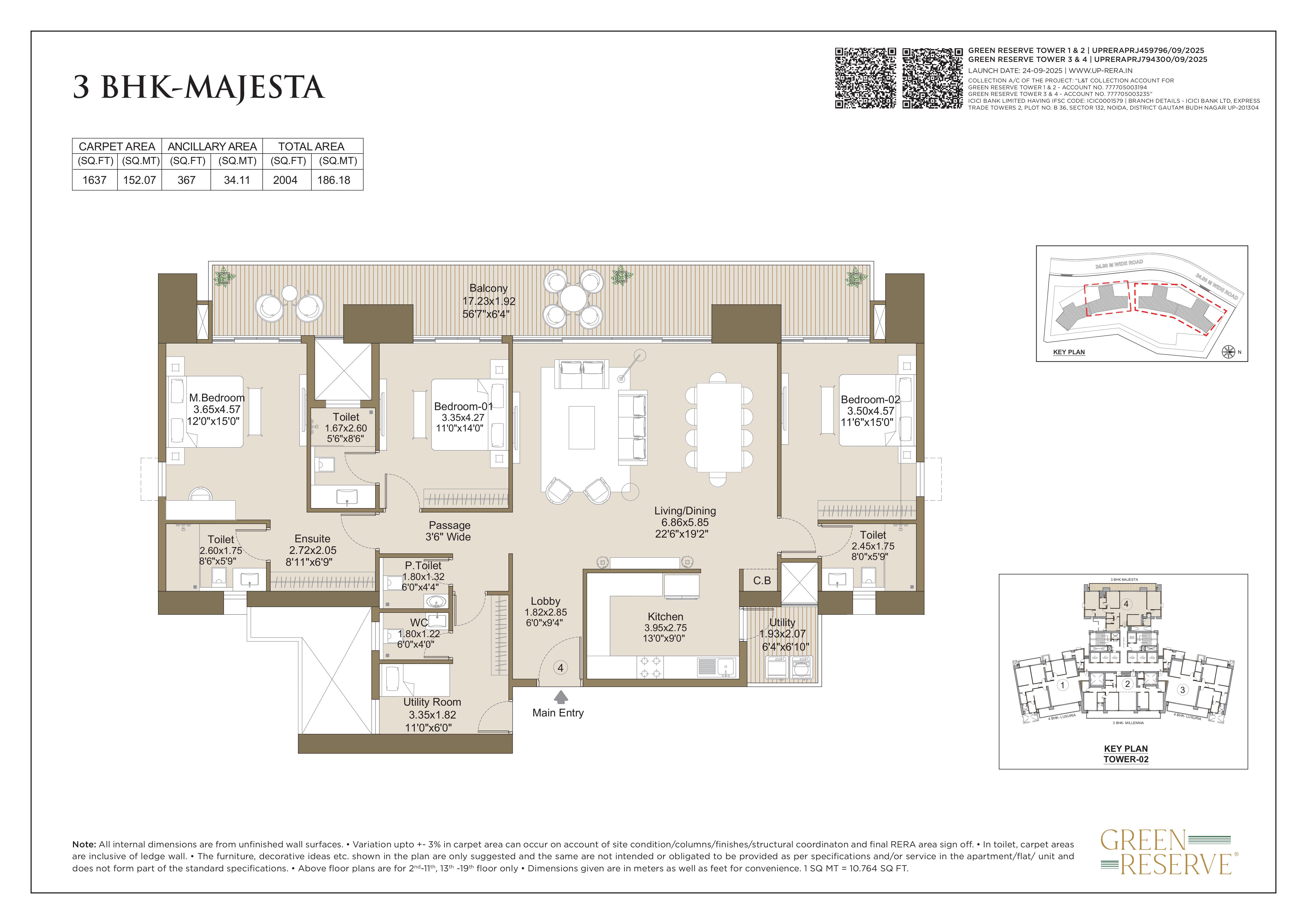 3 BHK Majesta Floor Plan