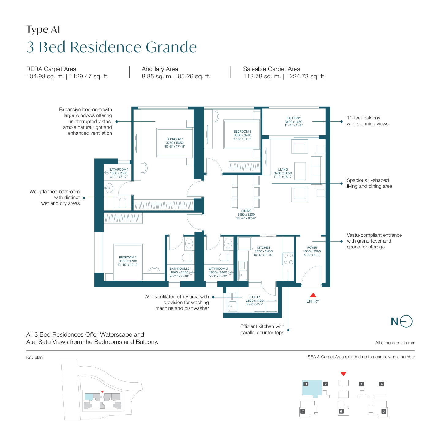 3 BHK Large Floor Plan