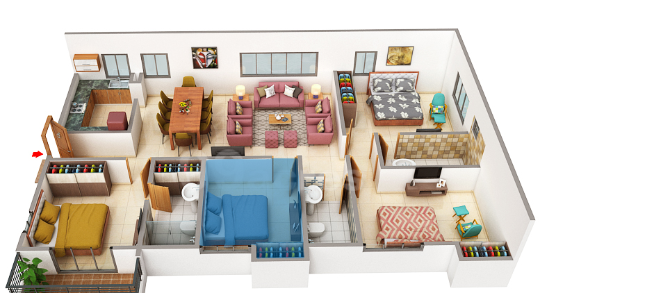 4 BHK Floor Plan