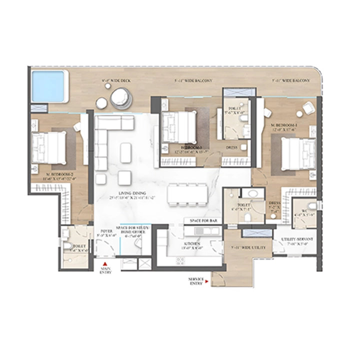 3.5 BHK Floor Plan