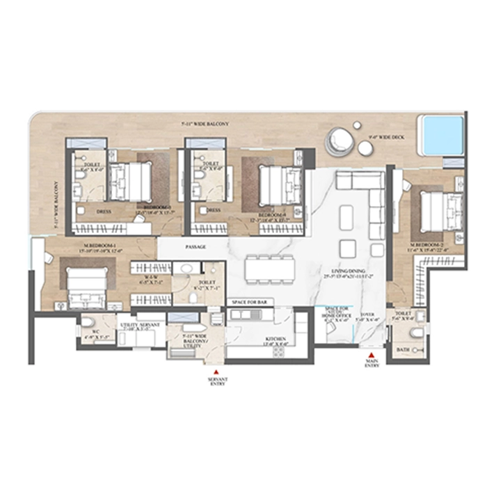 4.5 BHK Floor Plan