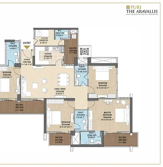 4 BHK + S Floor Plan
