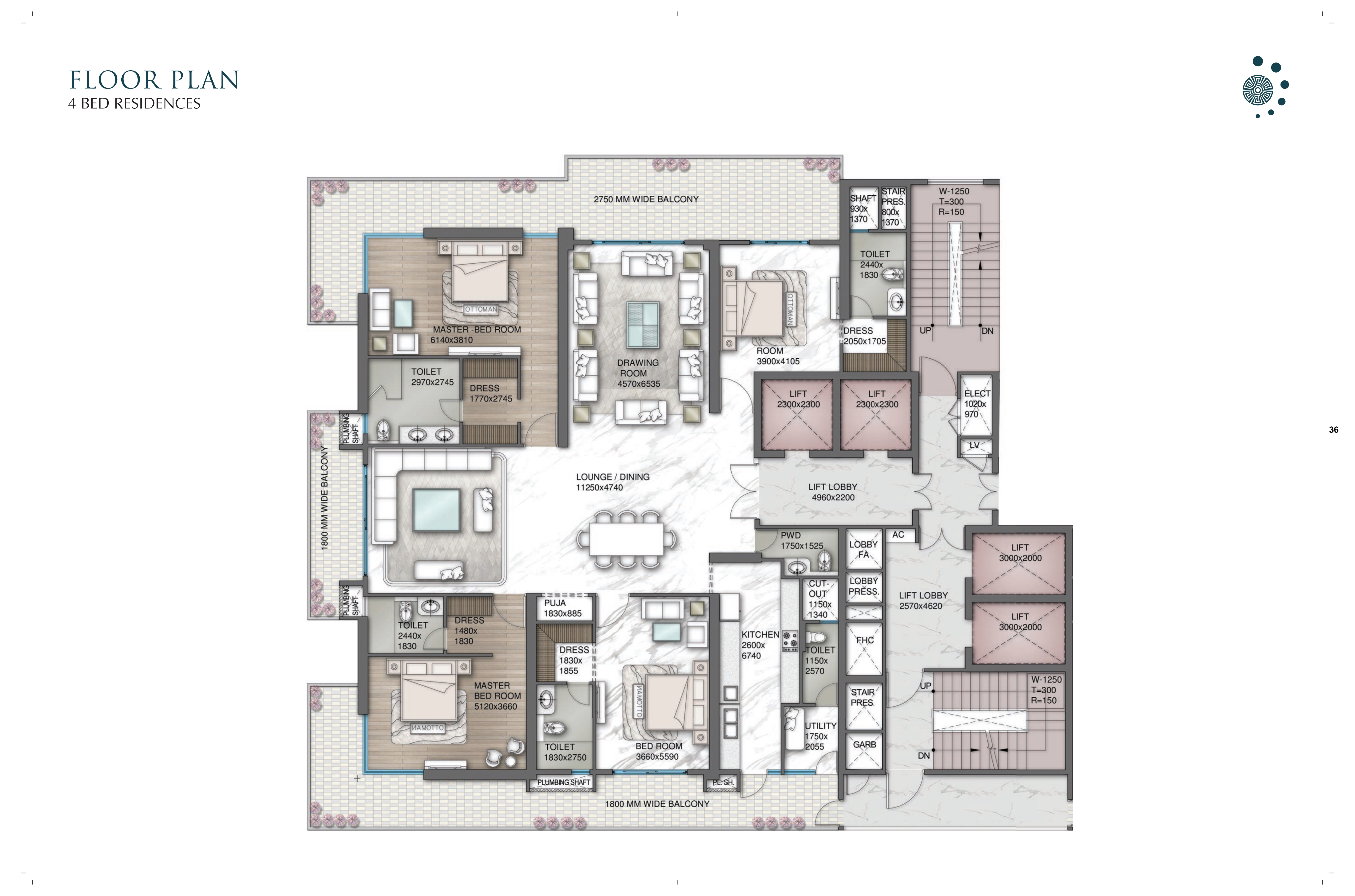 4 BHK Floor Plan