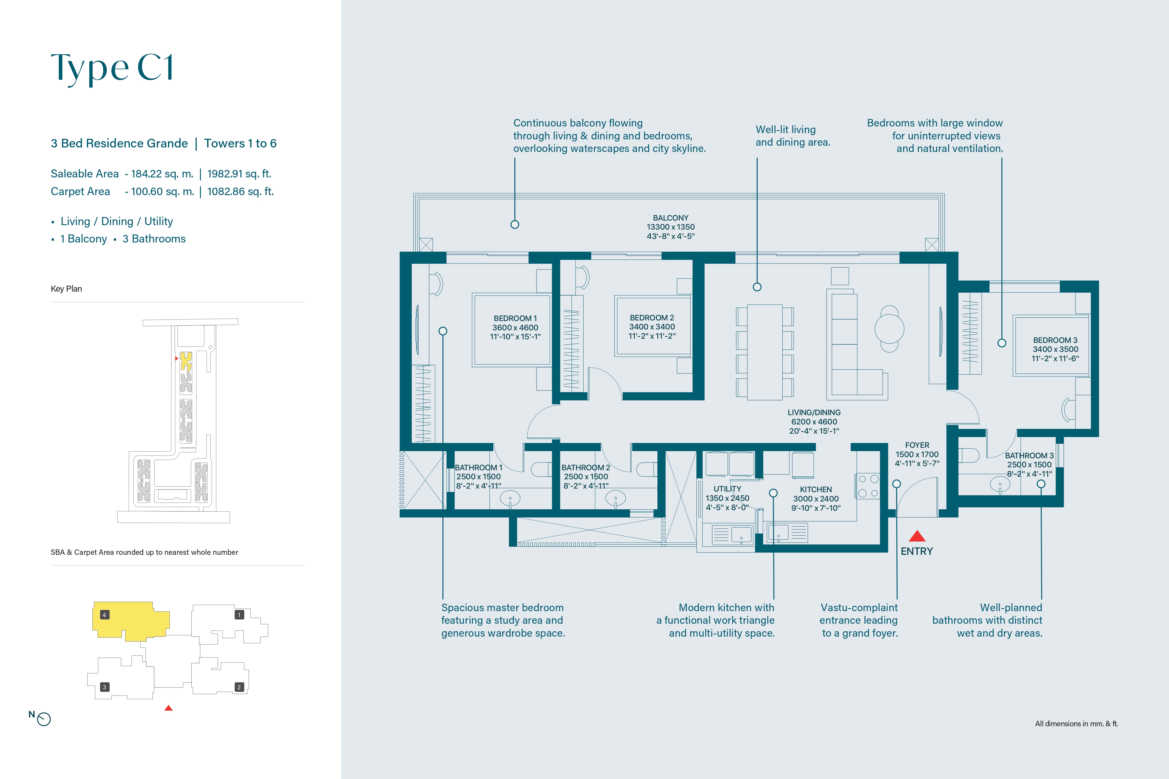 3 BHK Floor Plan