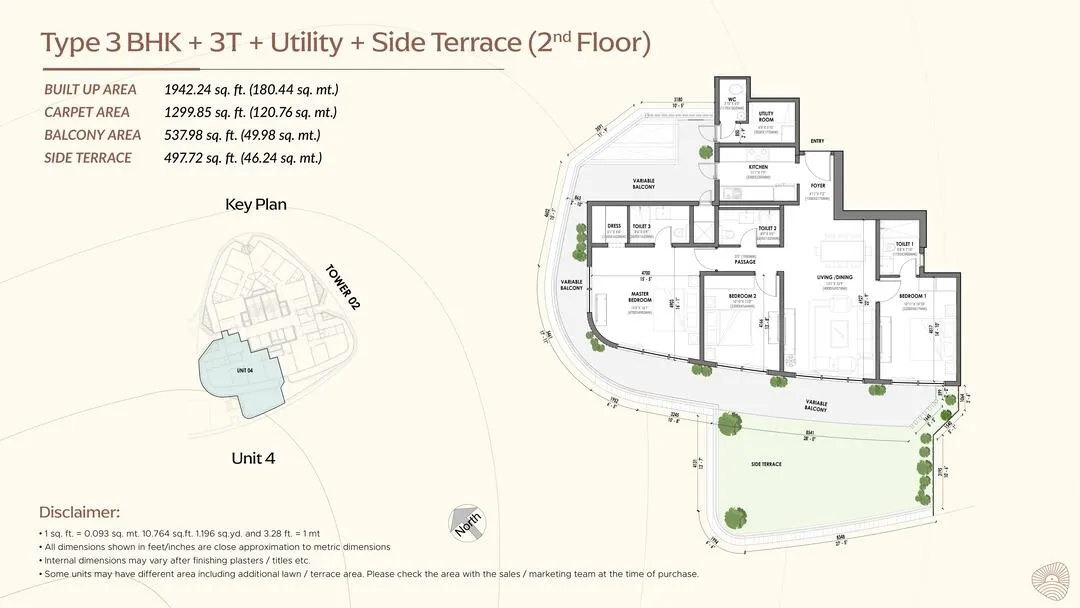 Eldeco Terra and Sol 3 BHK + Servant