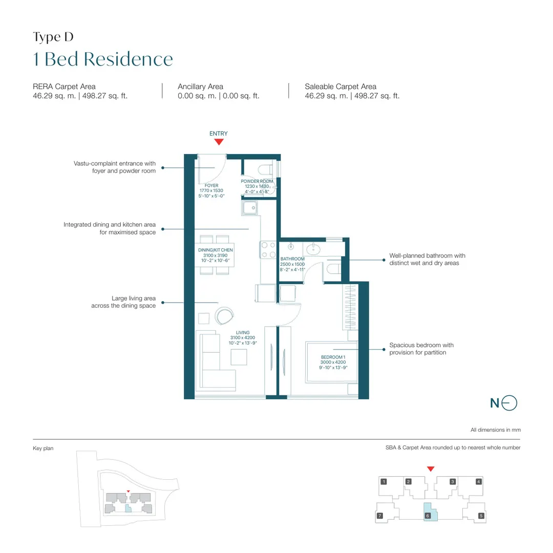 1 BHK Floor Plan