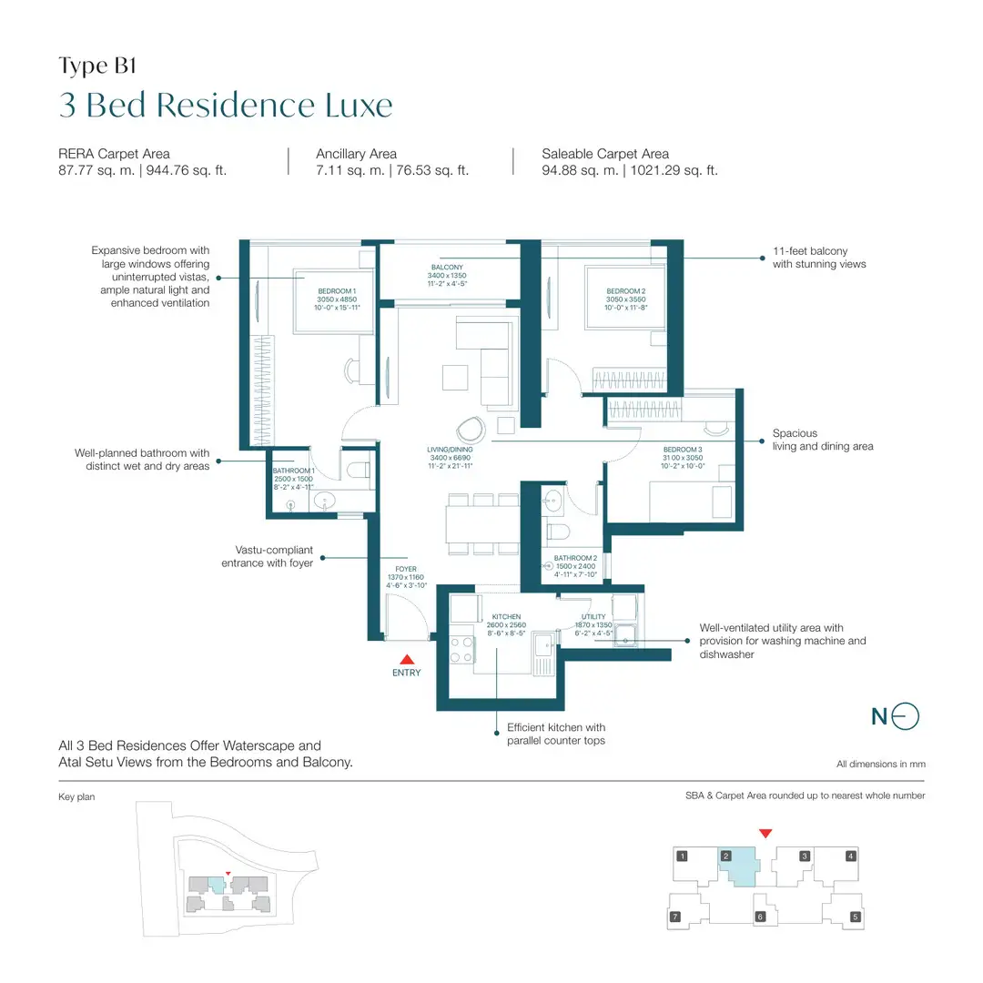 3 BHK Floor Plan