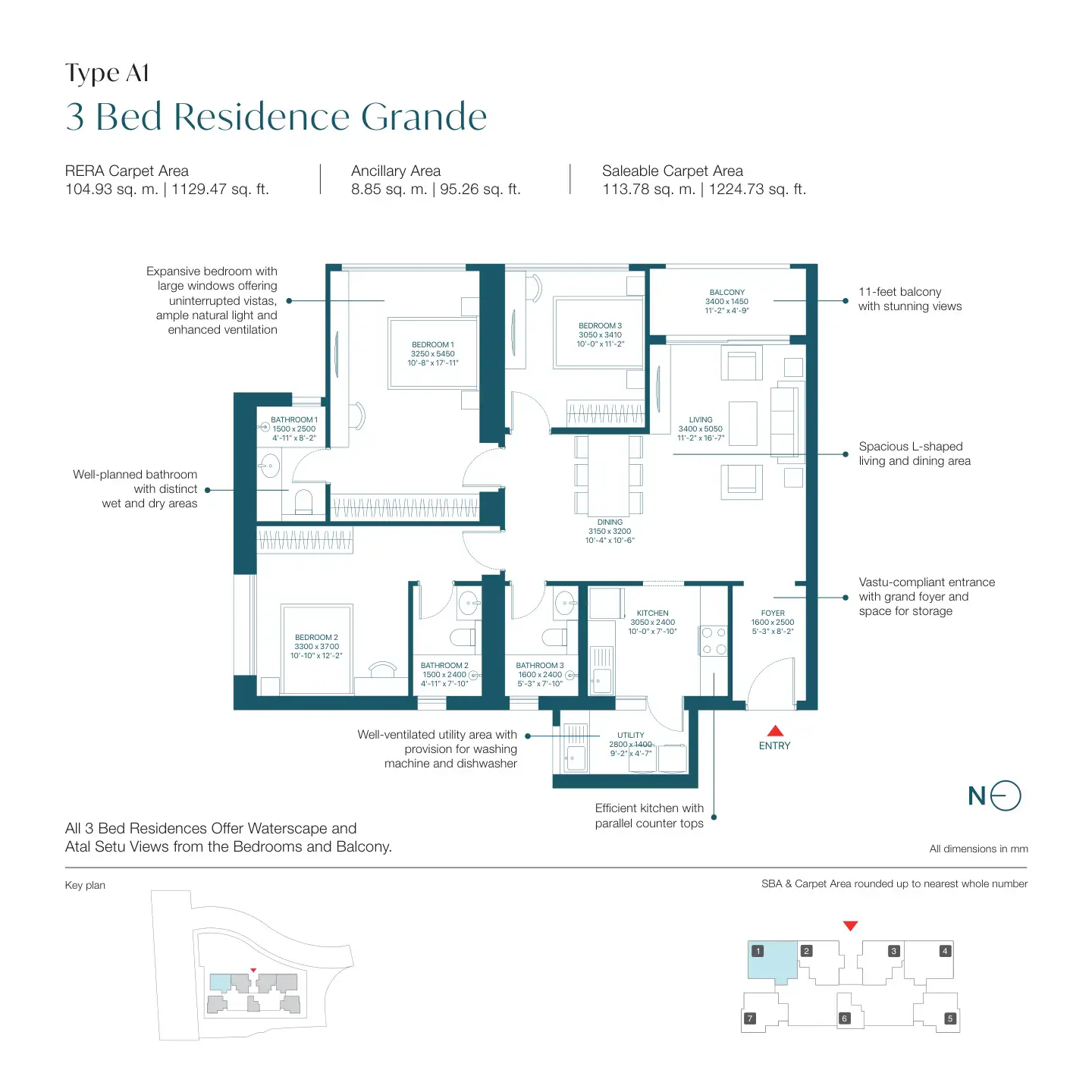 3 BHK Large Floor Plan