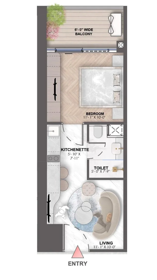 1 BHK Floor Plan