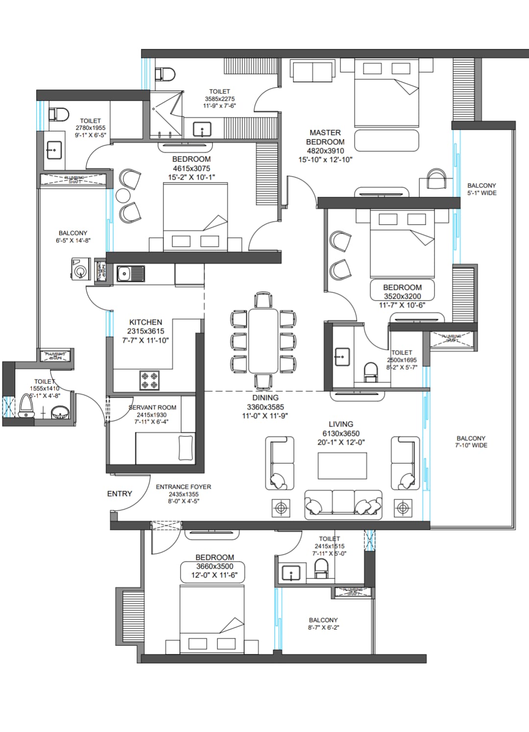 4 BHK Floor Plan