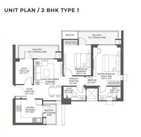 Godrej Arden 2 BHK Floor Plan