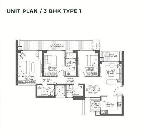 Godrej Arden 3 BHK Floor Plan