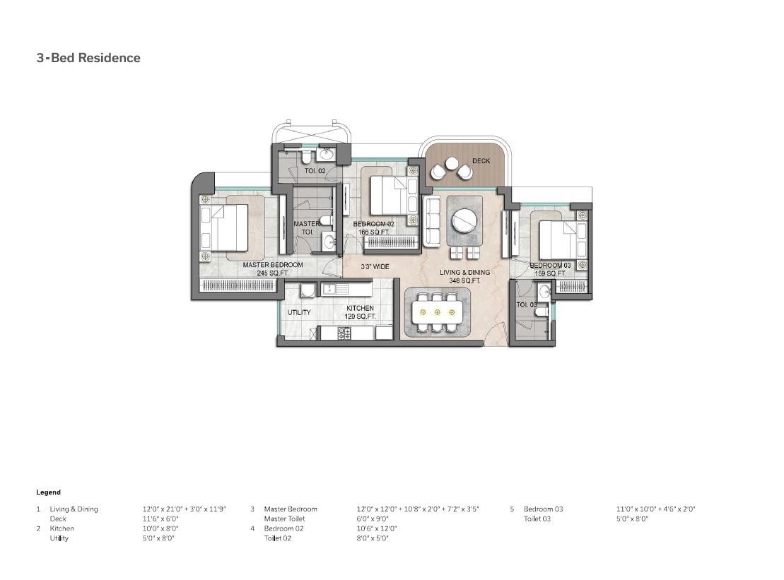 Lodha Aureus 3 BHK Floor Plan