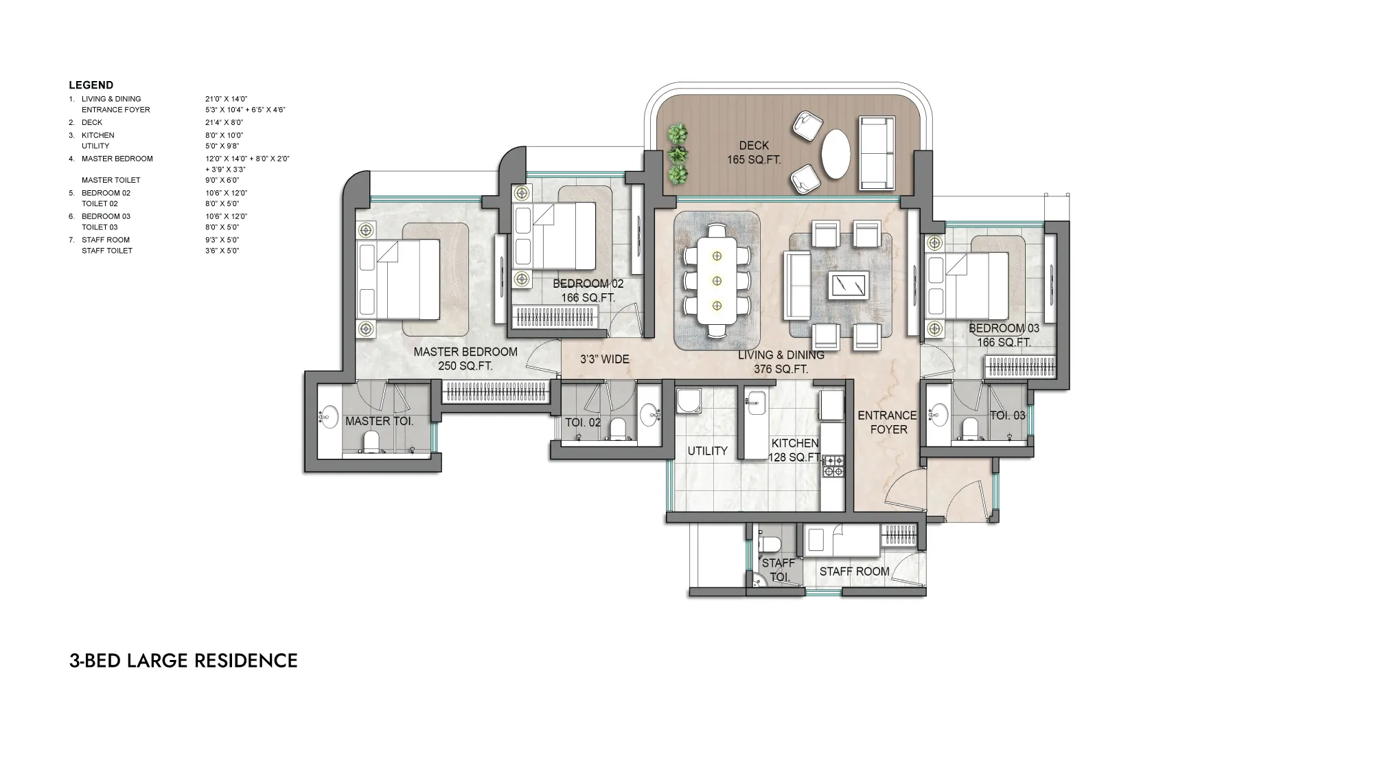 Lodha Aureus 3 BHK Floor Plan