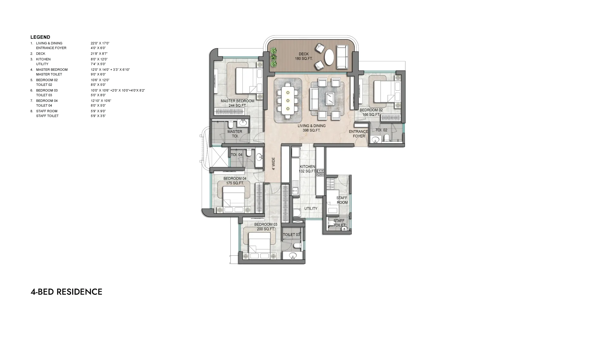 Lodha Aureus 4 BHK Floor Plan