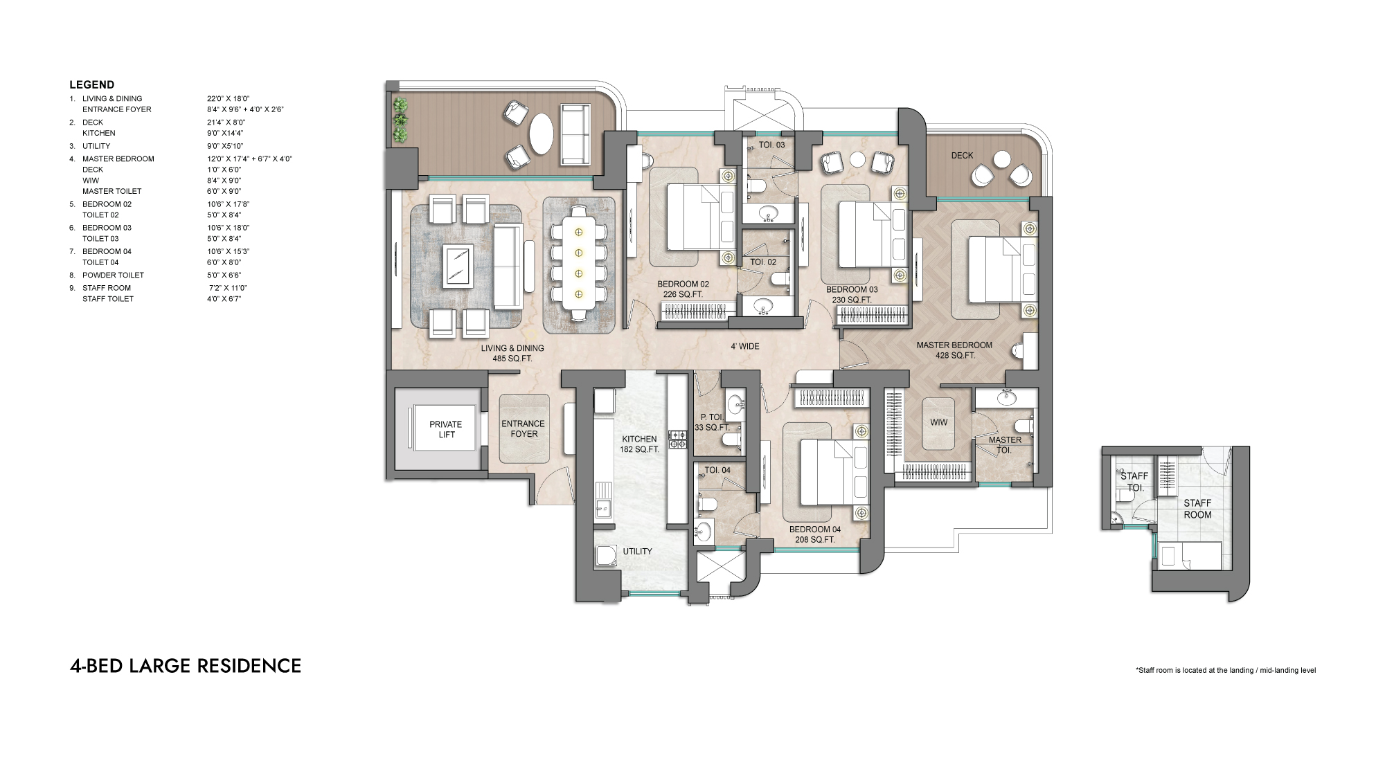 Lodha Aureus 4 BHK Large Floor Plan