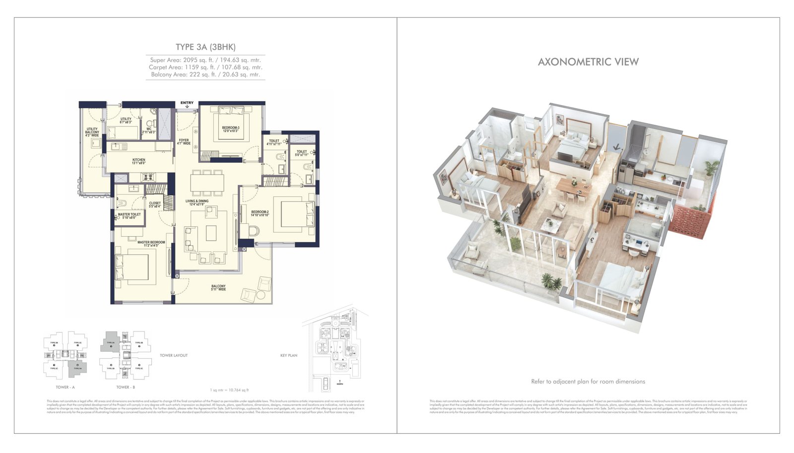 Conscient Hines Elevate 3 BHK Floor Plan