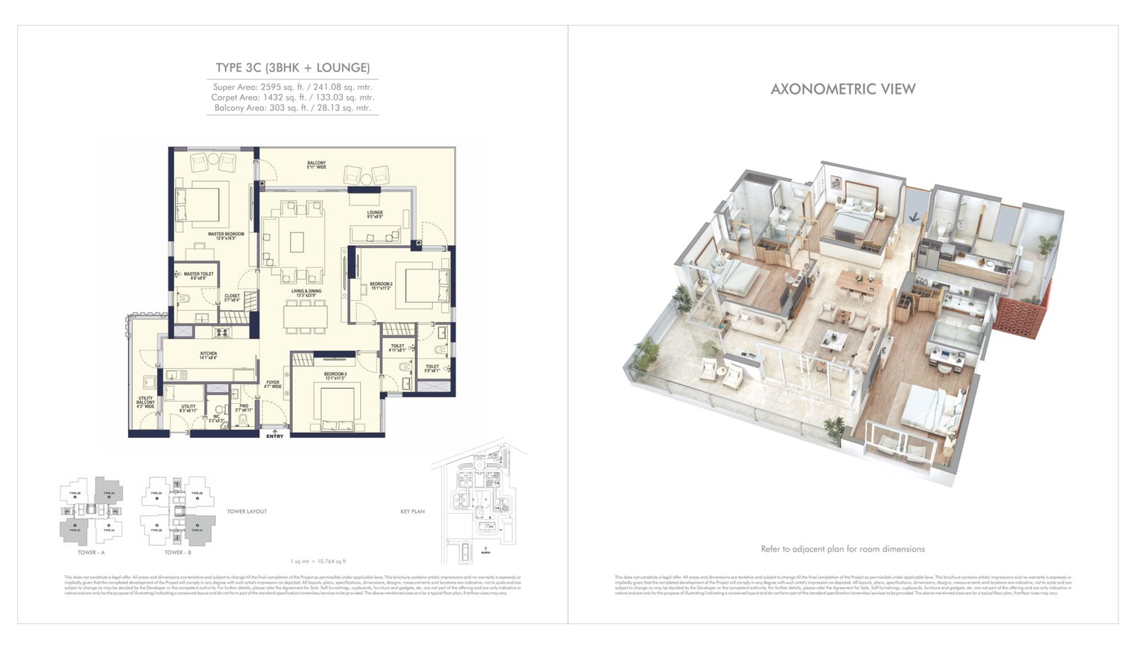 Conscient Hines Elevate 3 BHK Floor Plan