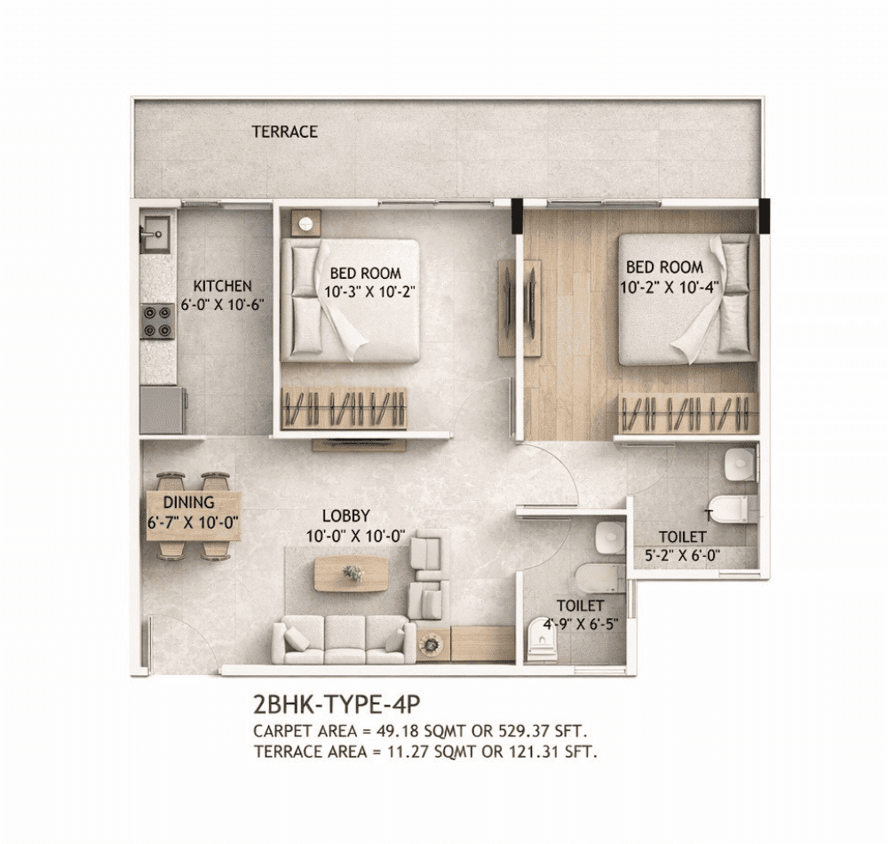 2 BHK Floor Plan