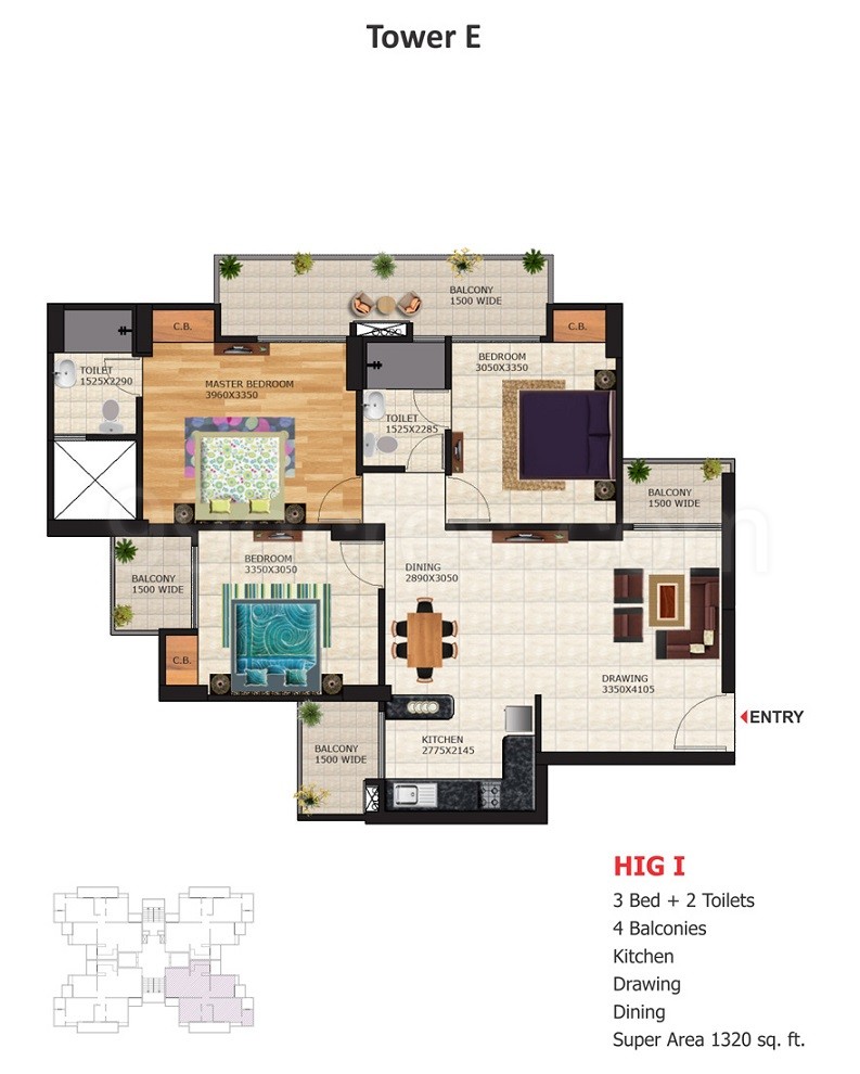 Victory Infra Crossroads 3 BHK 1320 Sq. Ft.
