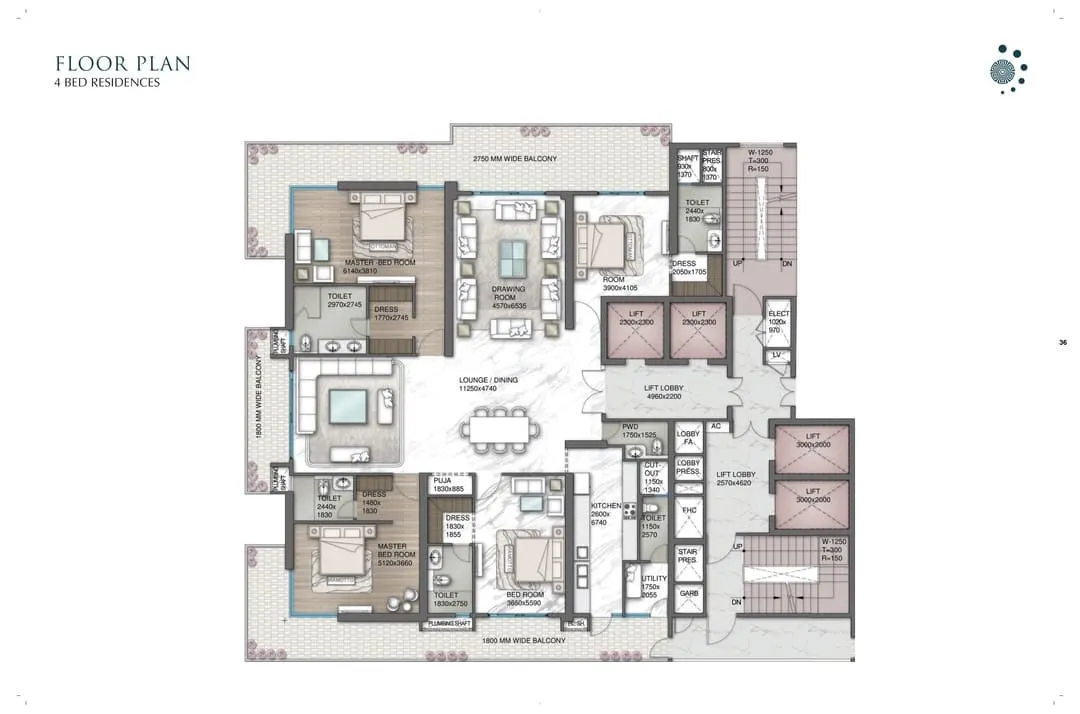 Delphine Central Park Estates 4 BHK Floor Plan
