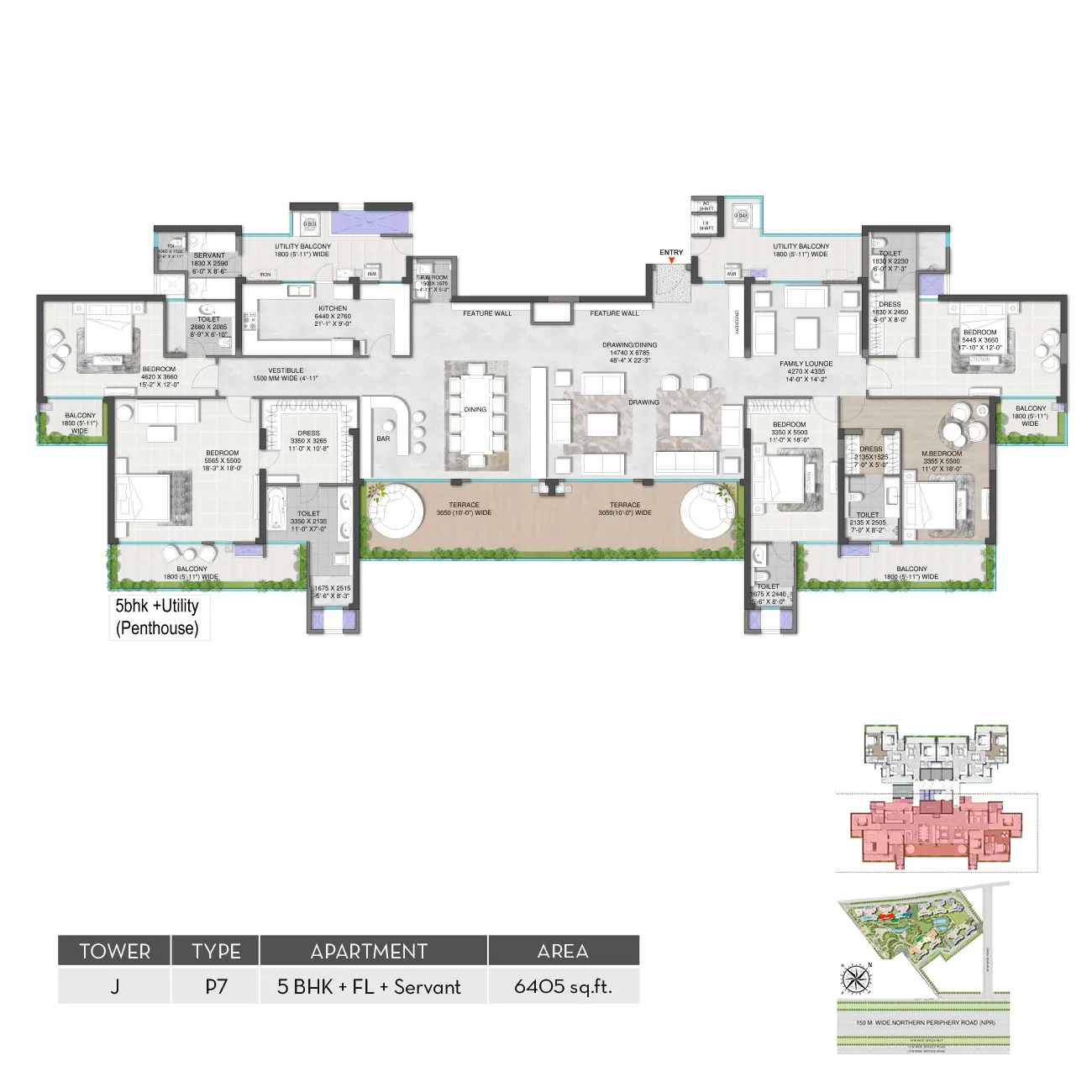 M3M Mansion 5 BHK Floor Plan