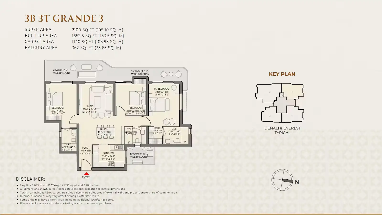 Eldeco 7 Peaks Residences 3 BHK-2,100 Sq.Ft.