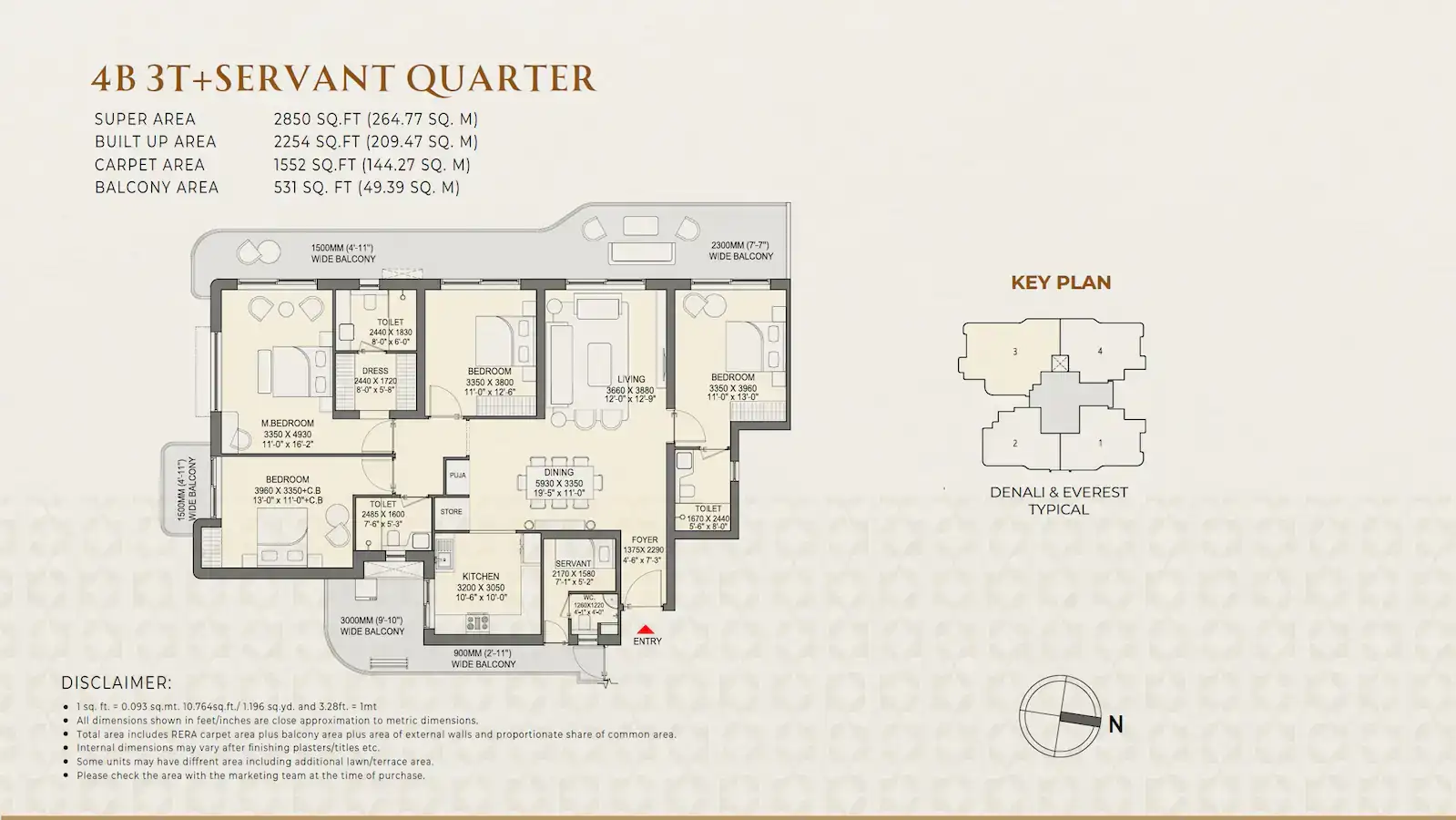 Eldeco 7 Peaks Residences 4 BHK 2,850 Sq.Ft.