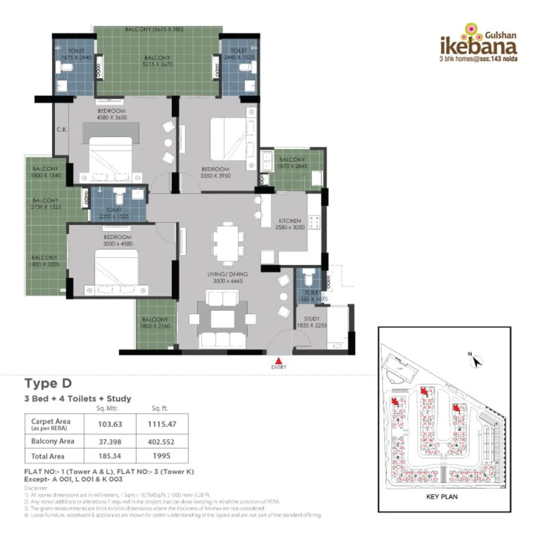 Gulshan Ikebana 3 BHK 1995 sq.ft