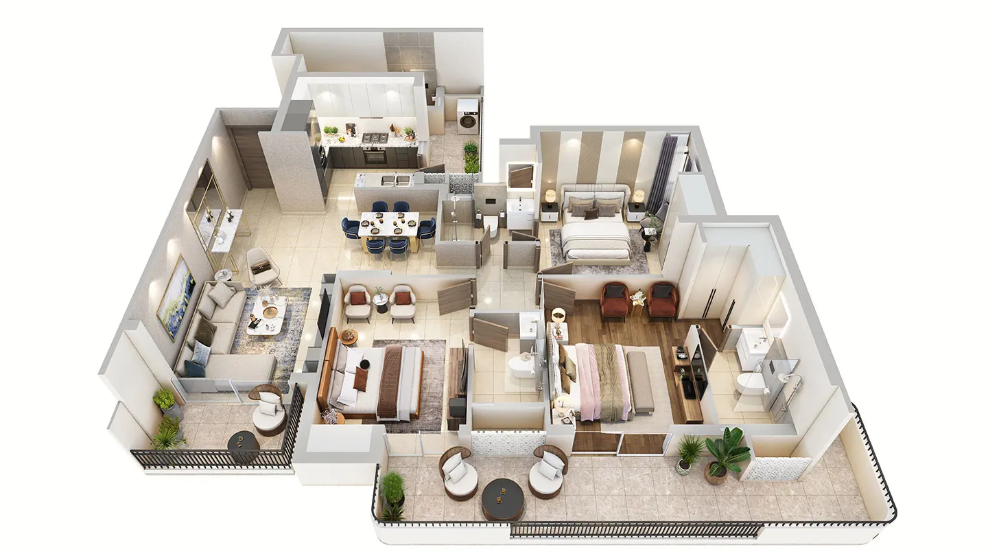 Eden Wave City 3 BHK + Servant-1951 sq.ft