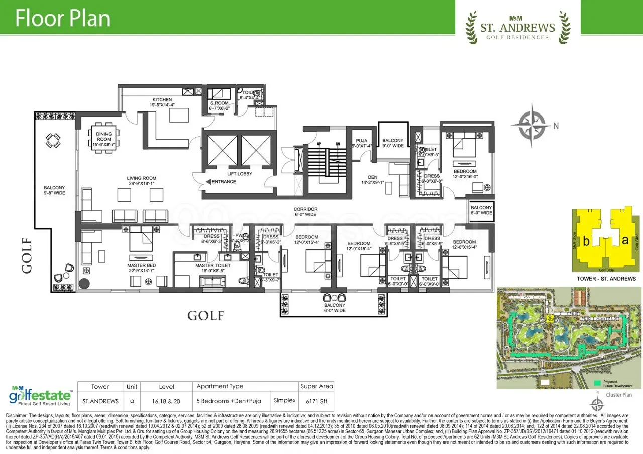 M3M Golf Estate 4 BHK Floor Plan