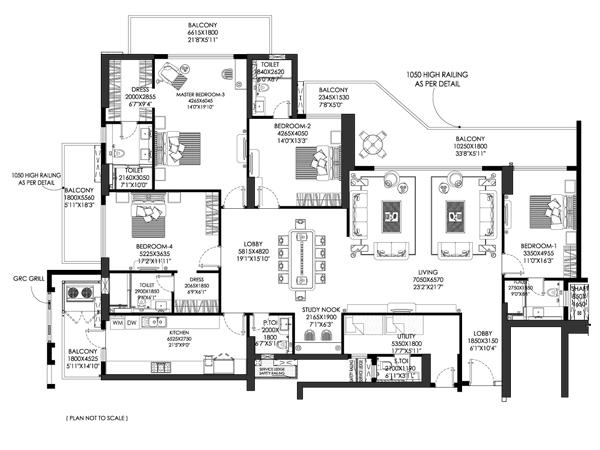 4 BHK Floor Plan
