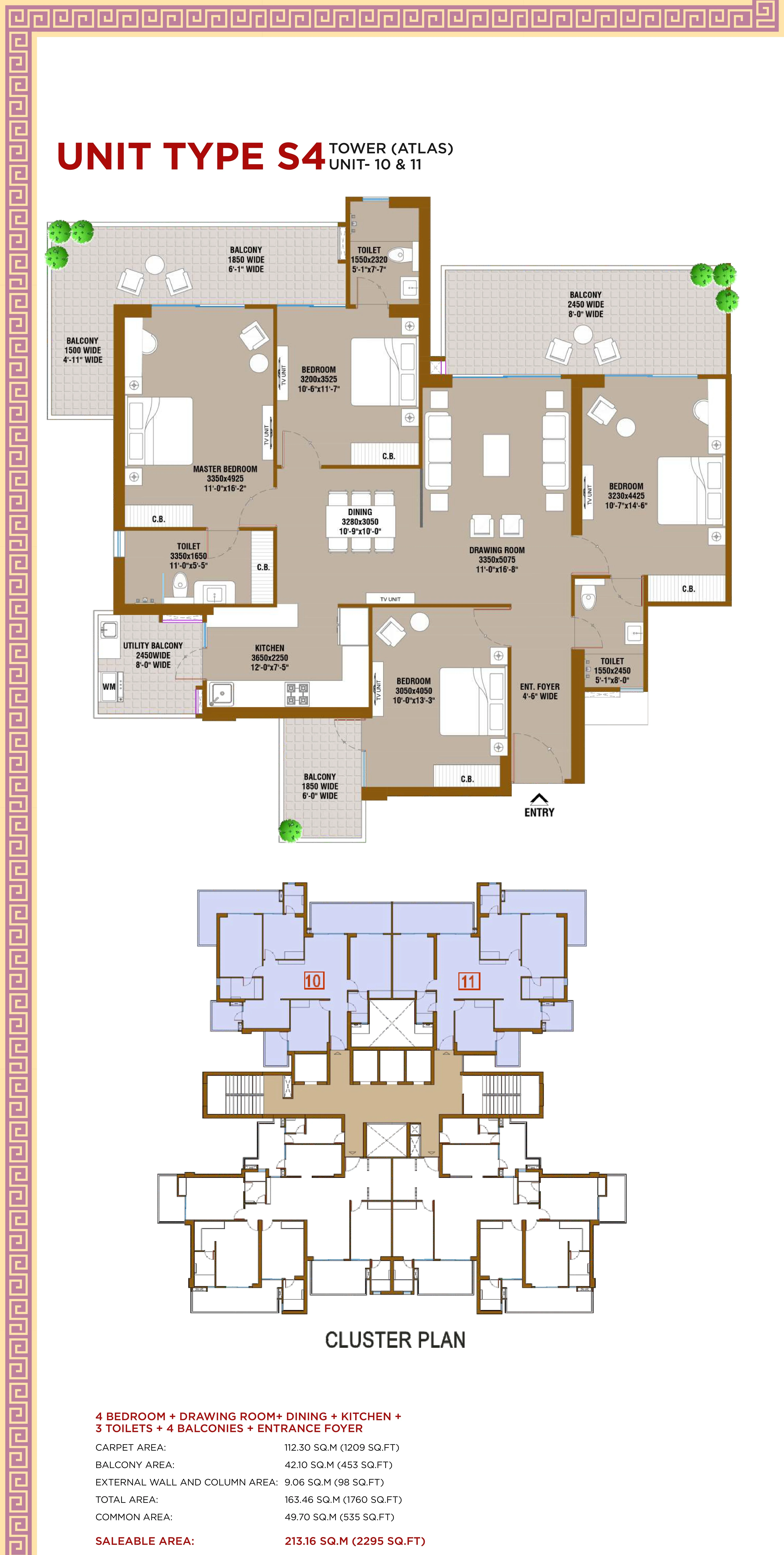 SKA Atlantis 4 BHK Floor Plan