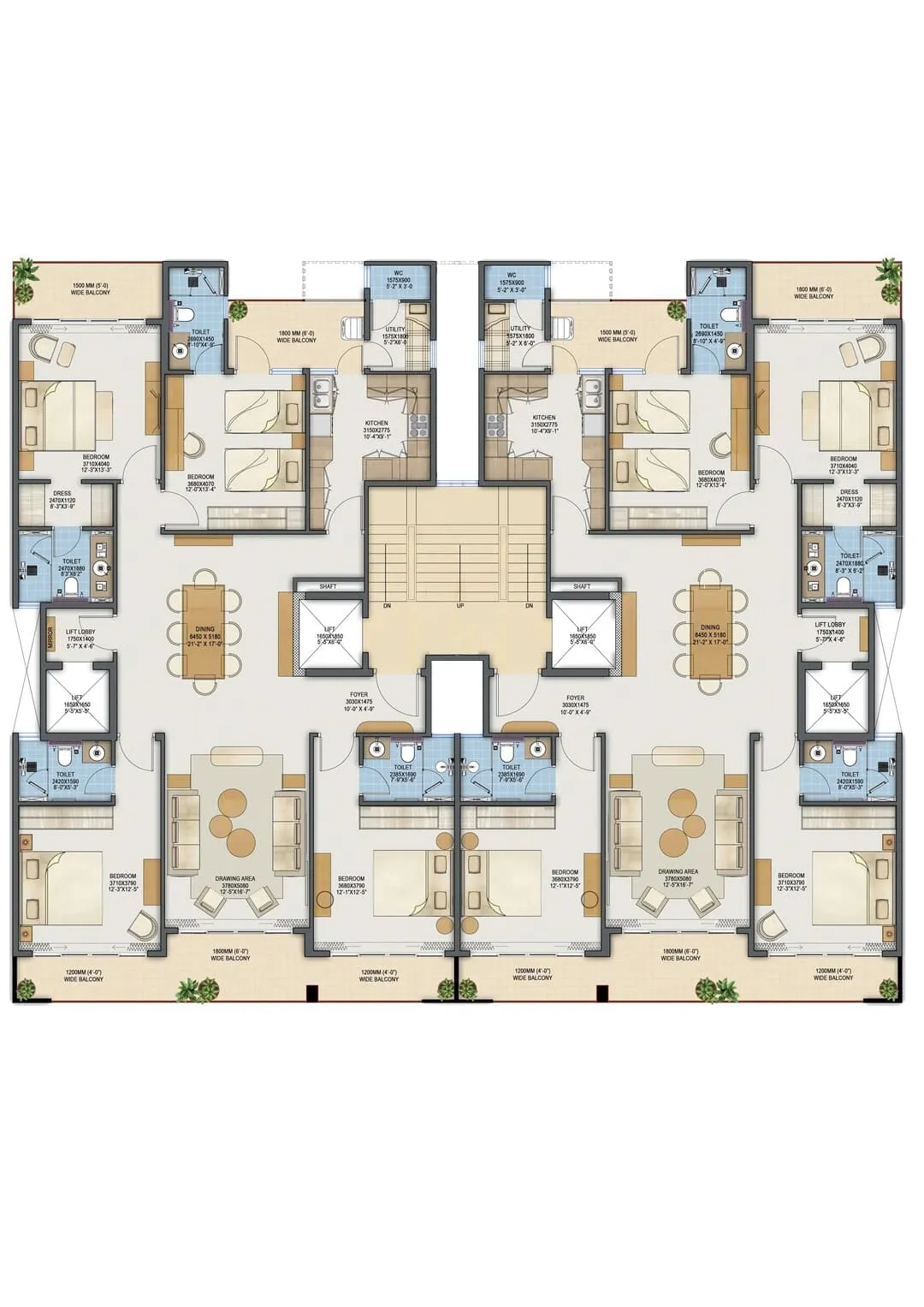 Adani Samsara Ivana 4 BHK + Private Terrace / Basement + Utility