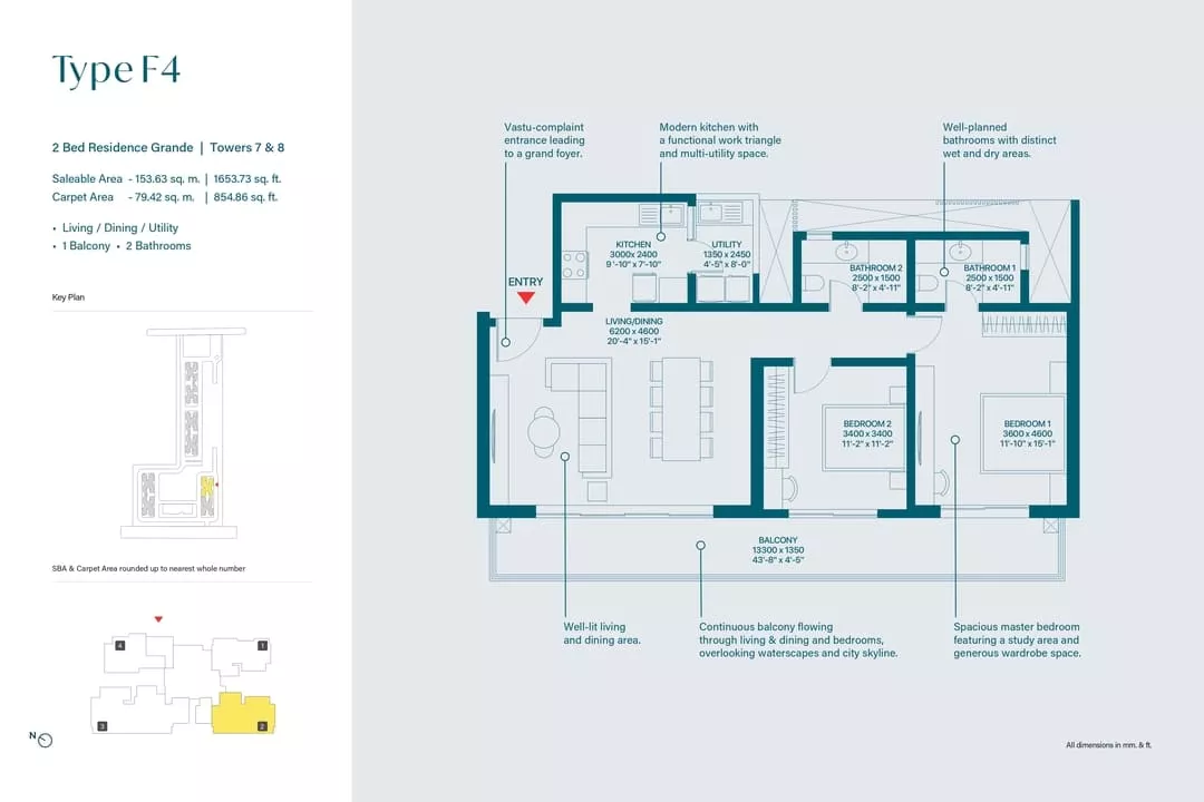 Sobha Rivana 2 BHK-1653- Floor Plan