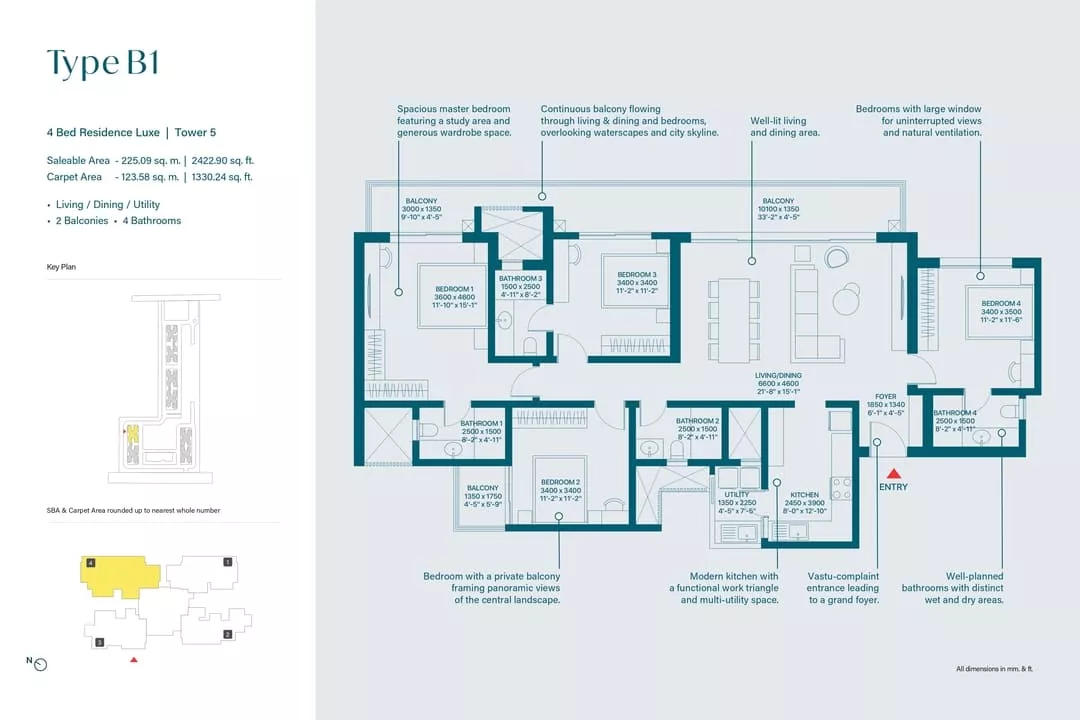Sobha Rivana 4 BHK-2422- Floor Plan