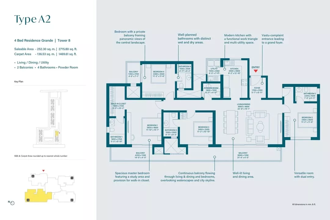 Sobha Rivana 4 BHK-2715- Floor Plan