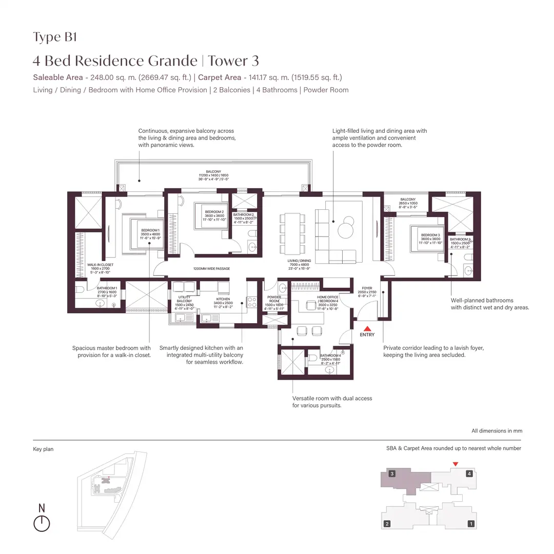 Sobha Crescent 4 BHK-2,669 Sq.Ft.
