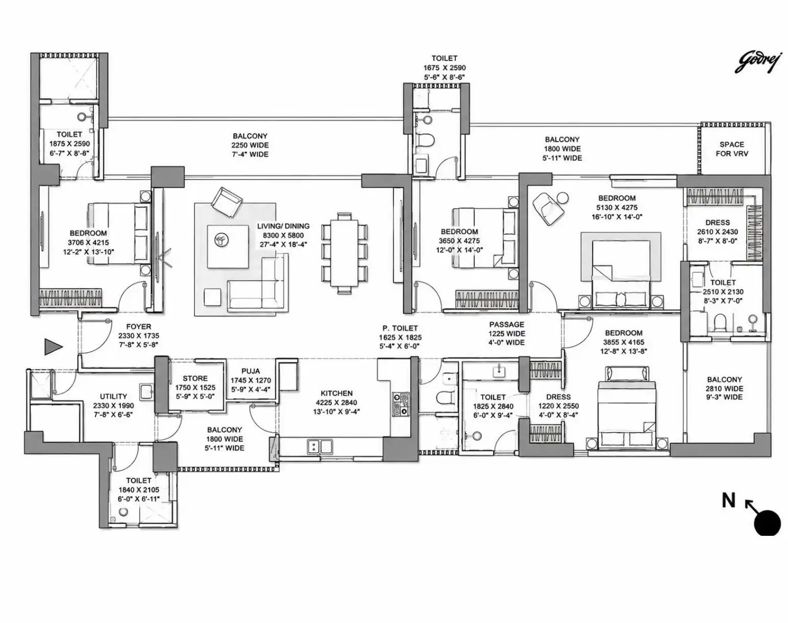 Godrej Samaris 4 BHK Floor Plan