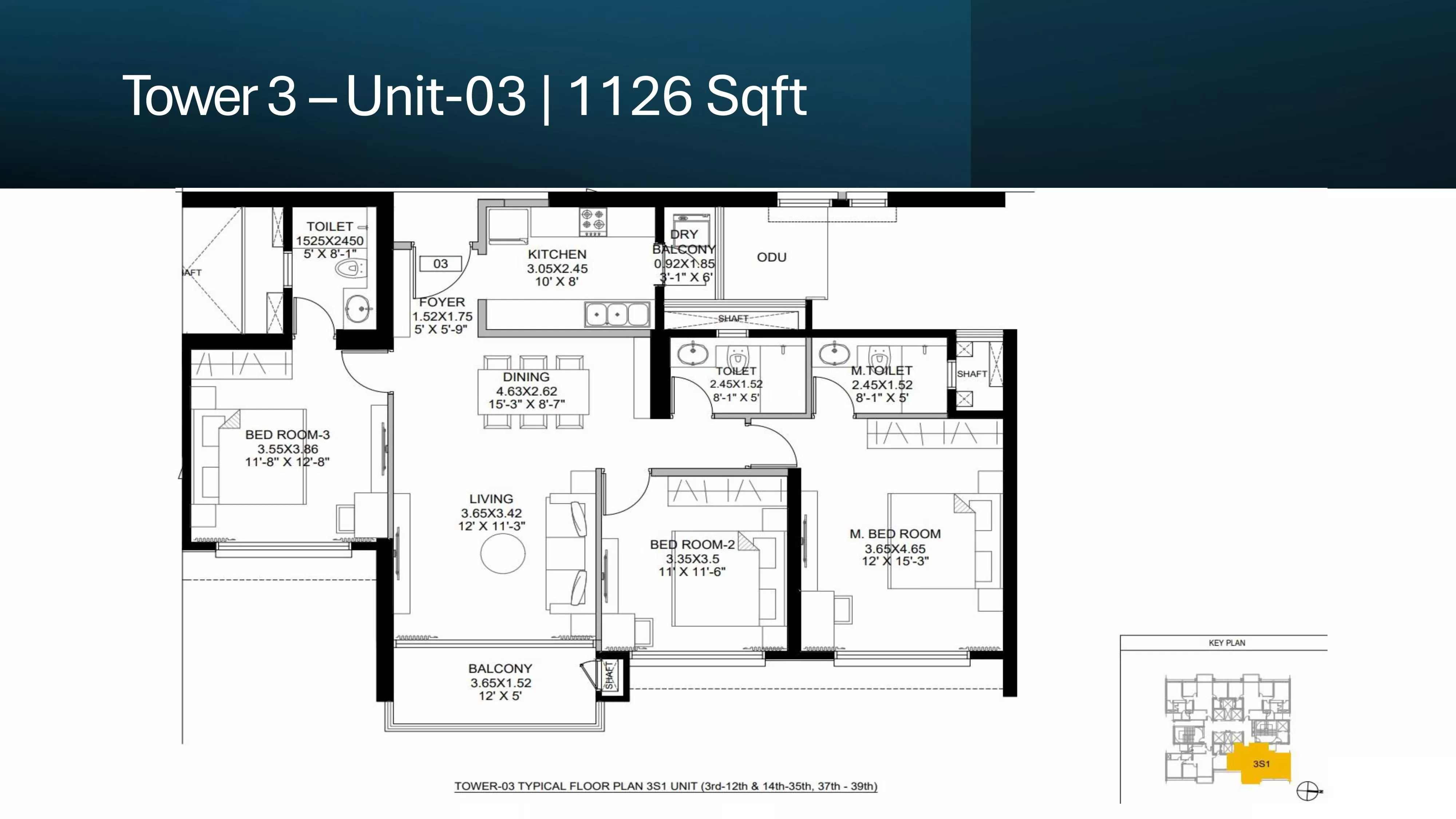 DLF The Westpark 3 BHK (L)-1,126 Sq.Ft.