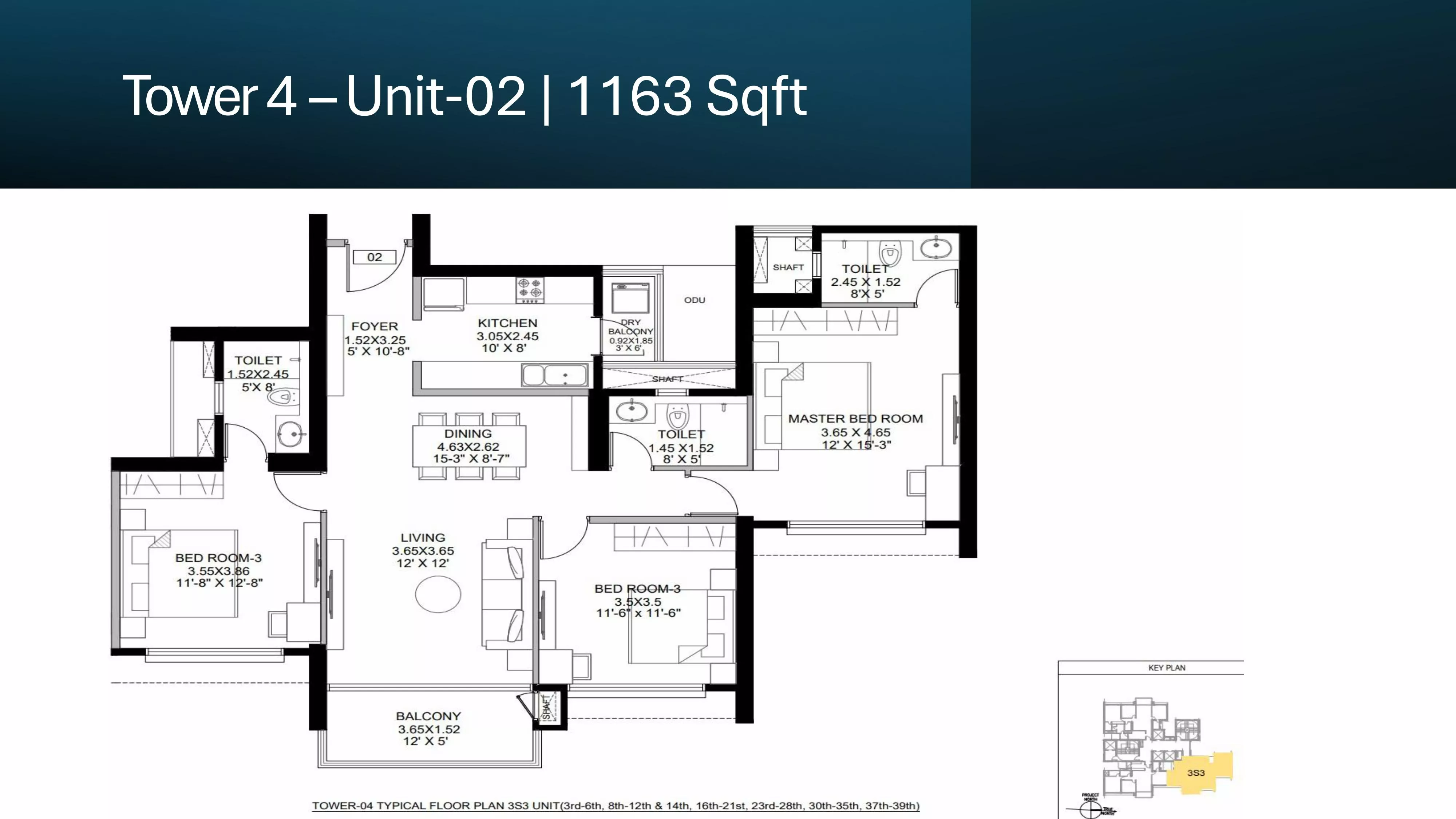 DLF The Westpark 3 BHK (L)-1,163 Sq.Ft.