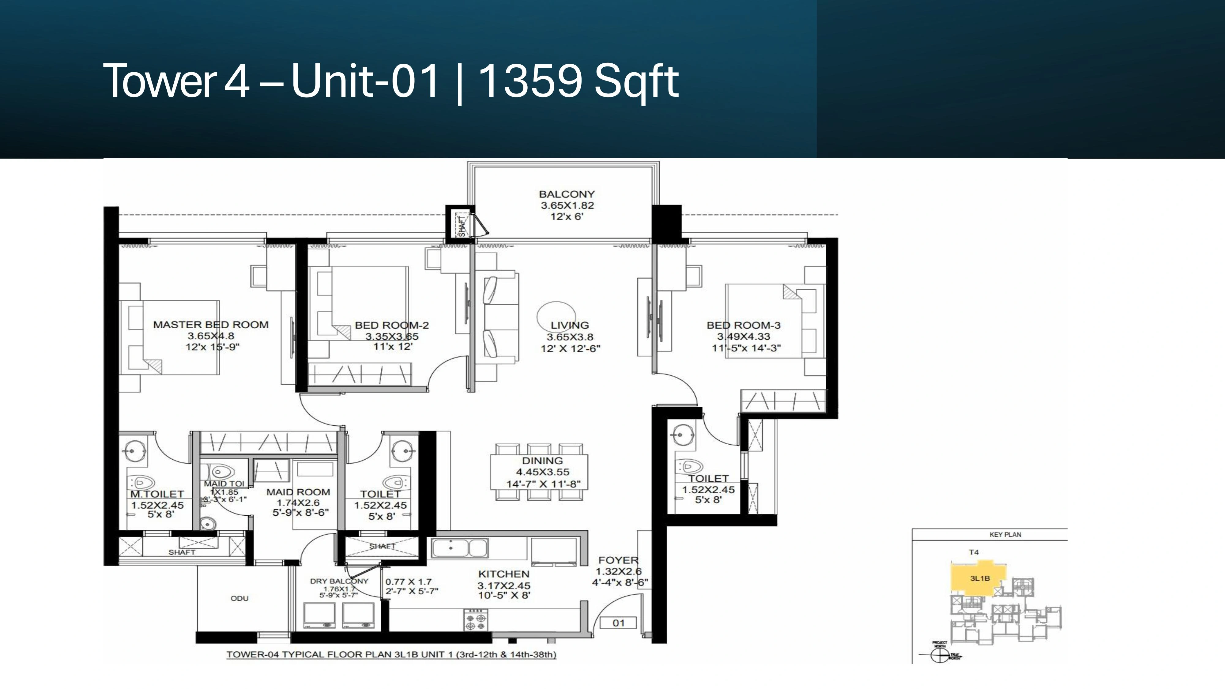 DLF The Westpark 3 BHK (XL)-1,359 Sq.Ft.