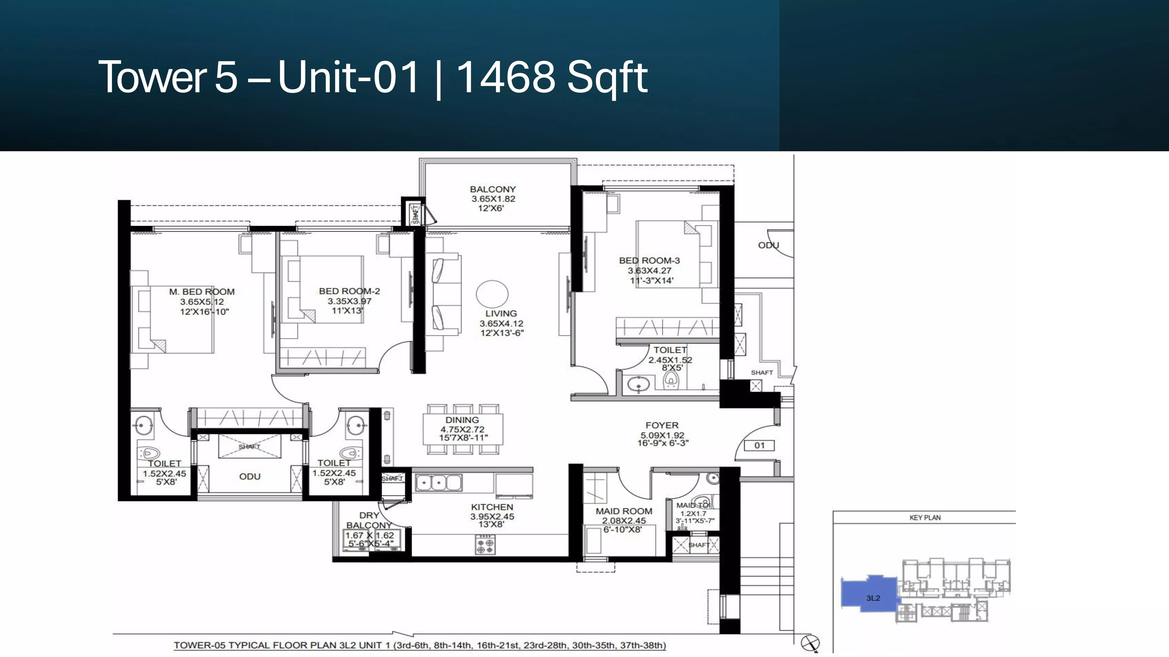 DLF The Westpark 3 BHK (LUX)-1,468 Sq.Ft.