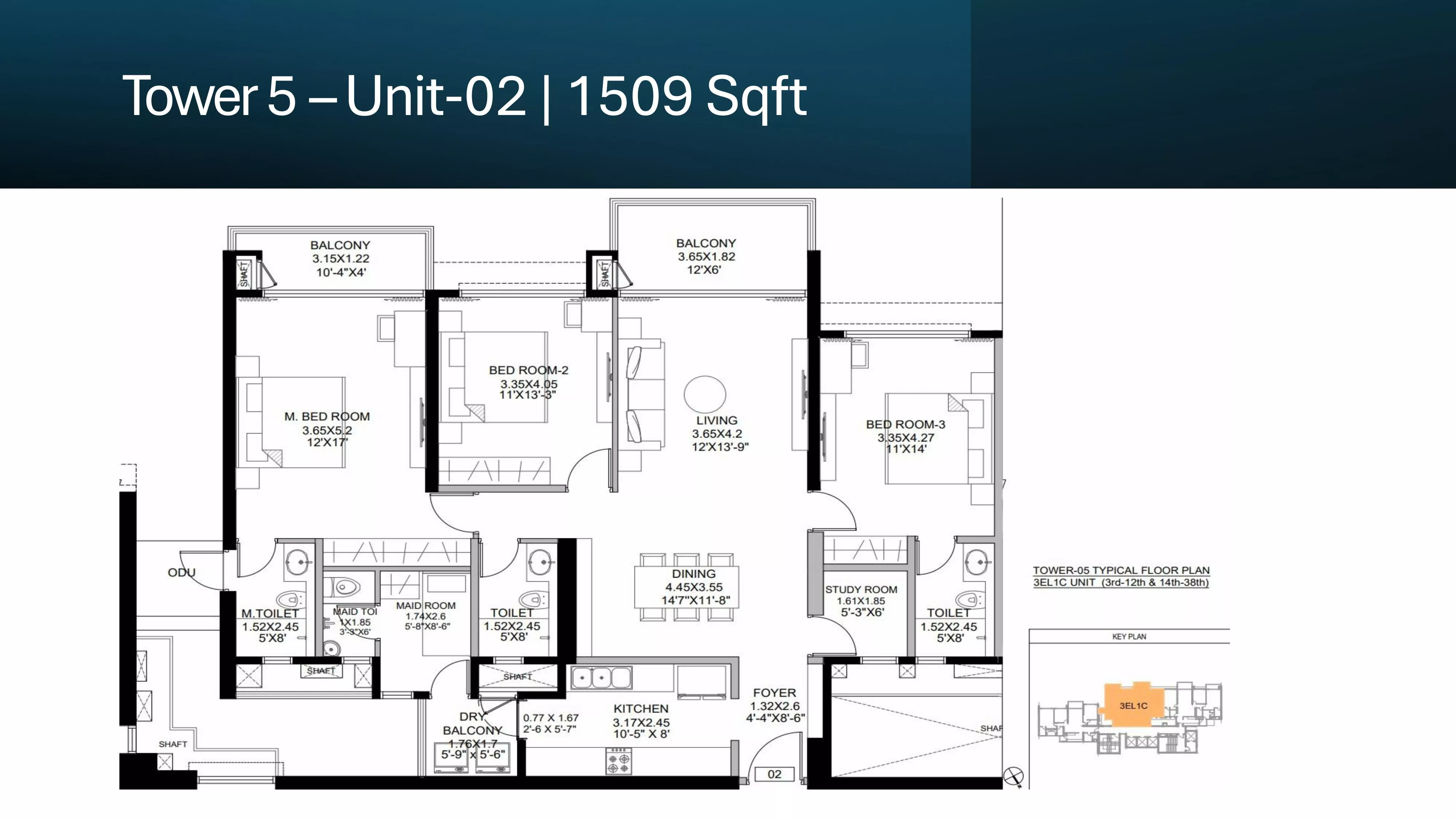 DLF The Westpark 3 BHK (LUX)-1,509 Sq.Ft.