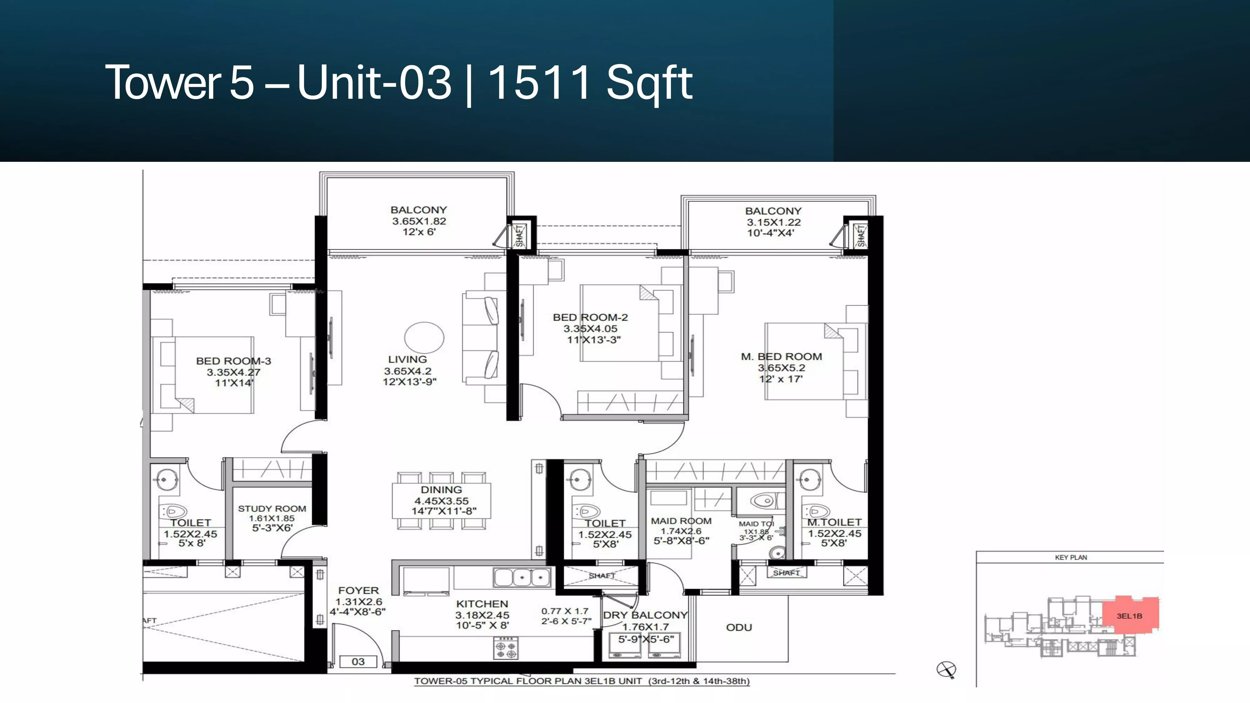 DLF The Westpark 3 BHK (LUX)-1,511 Sq.Ft.