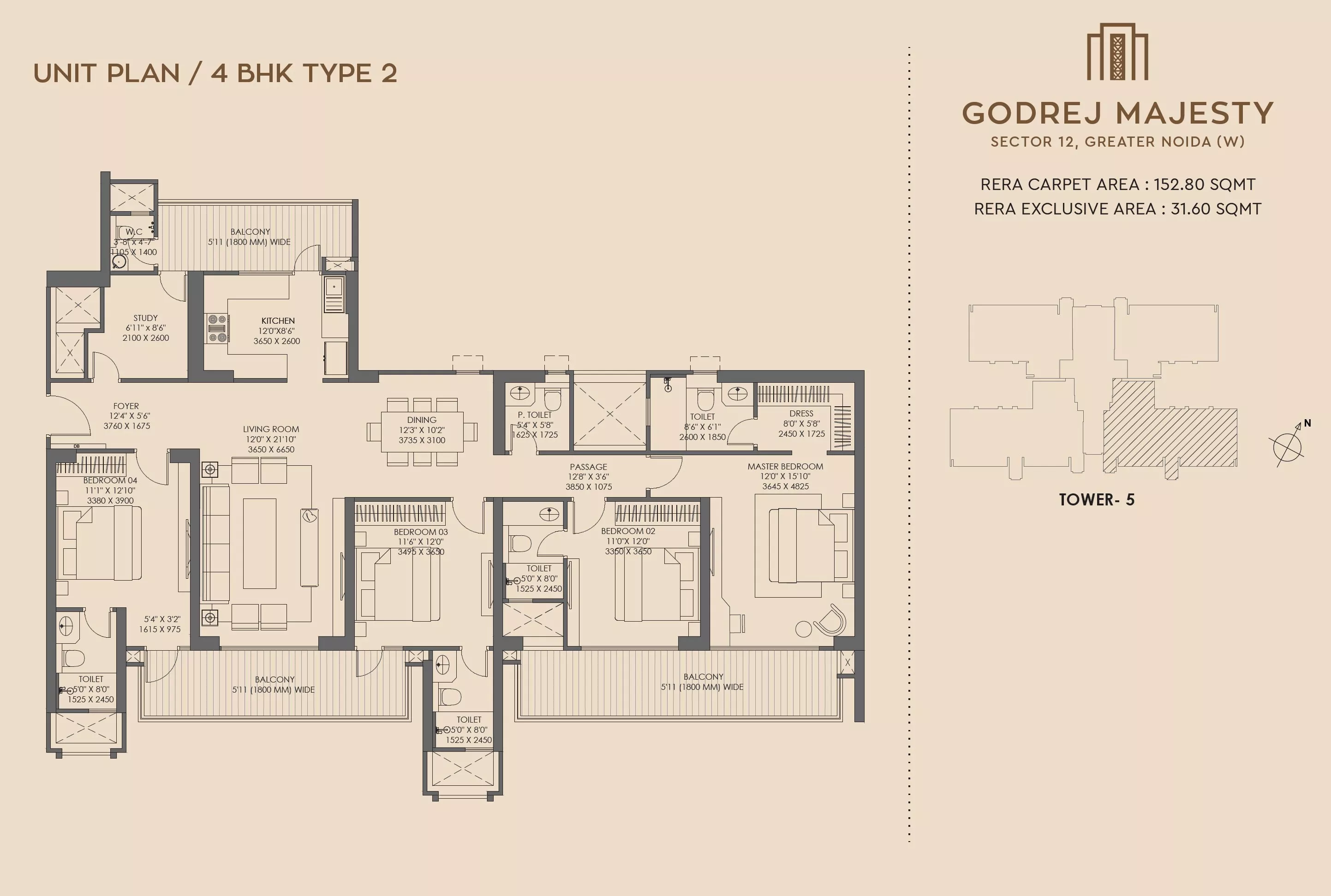 Godrej Majesty 4 BHK Floor Plan