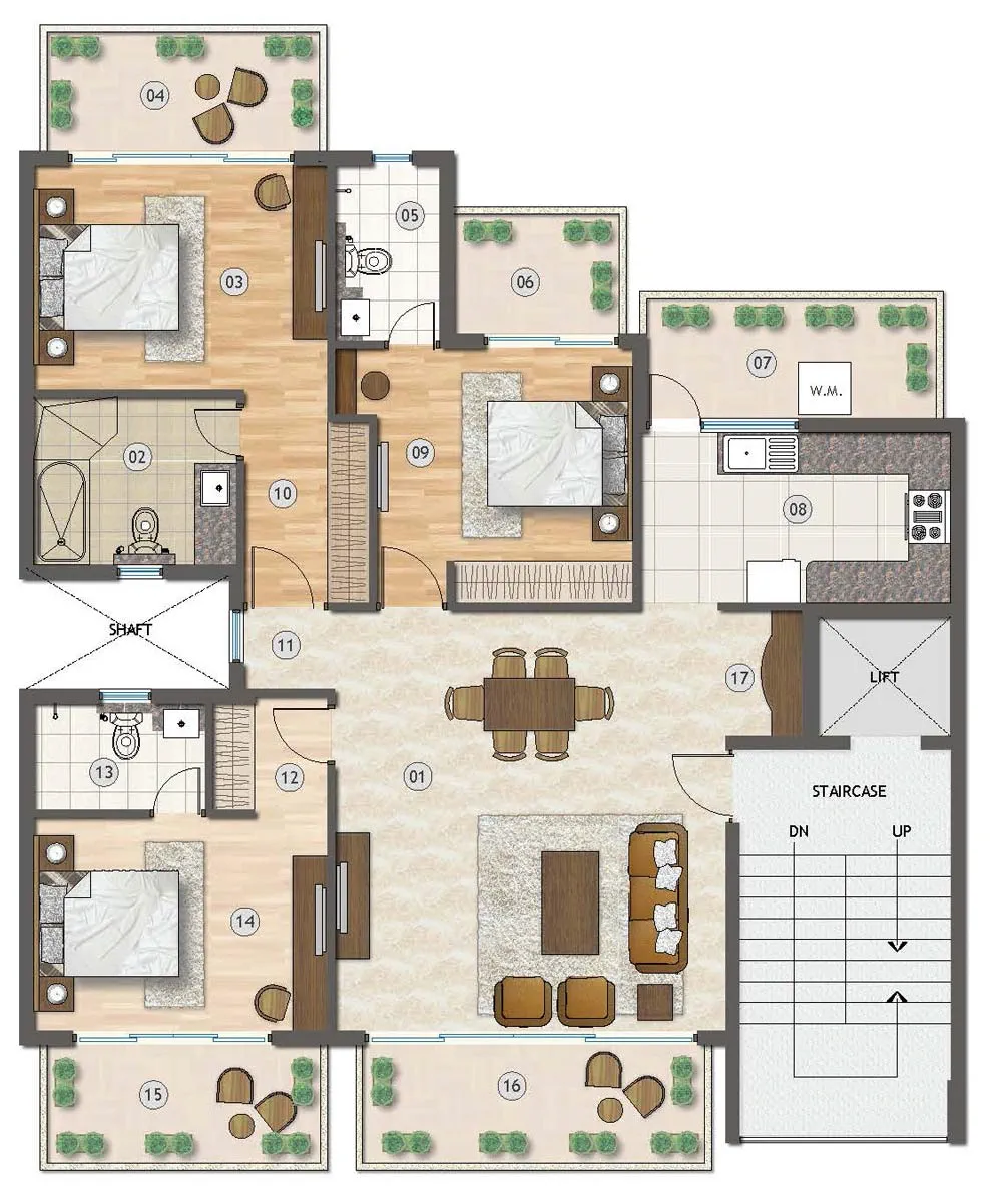 Adani Samsara Vilasa 3 BHK Floor Plan