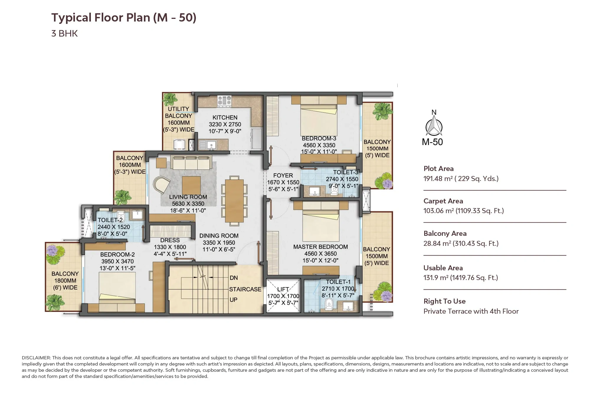Samsara Arya 3 BHK Floor Plan